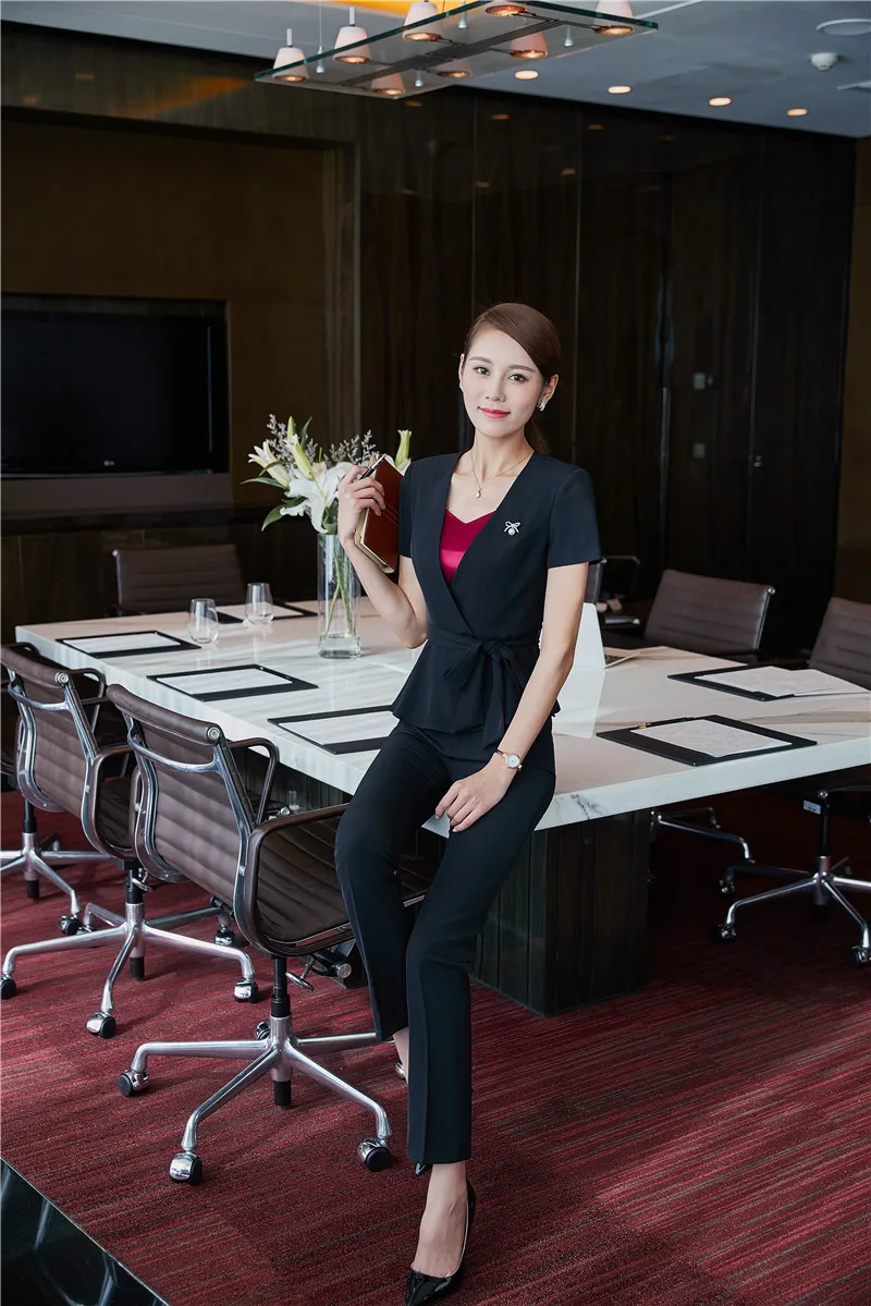 2017 летние профессиональные Деловые женские костюмы с коротким рукавом куртки и