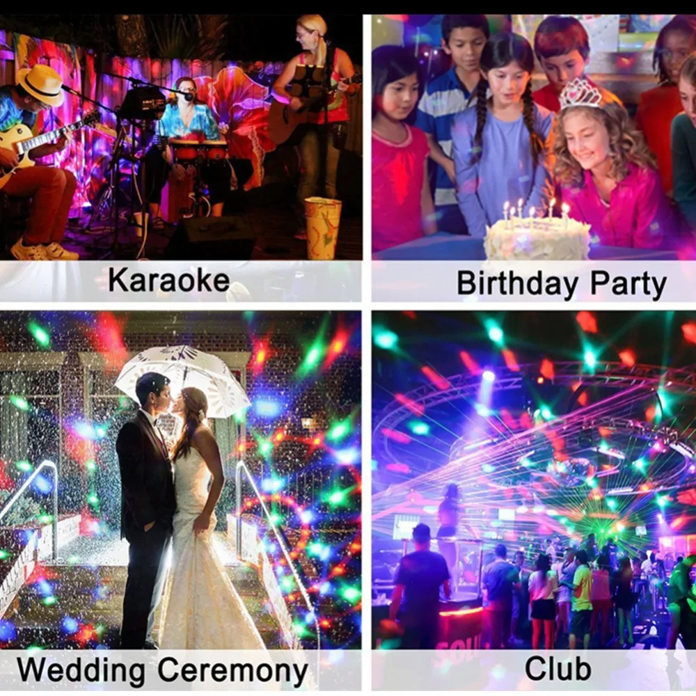 

Vacamm Voice Control RGB LED Stage Lights Effect 3W Crystal Magic Ball Laser Stage Lighting Party Disco Club+12Key Controller