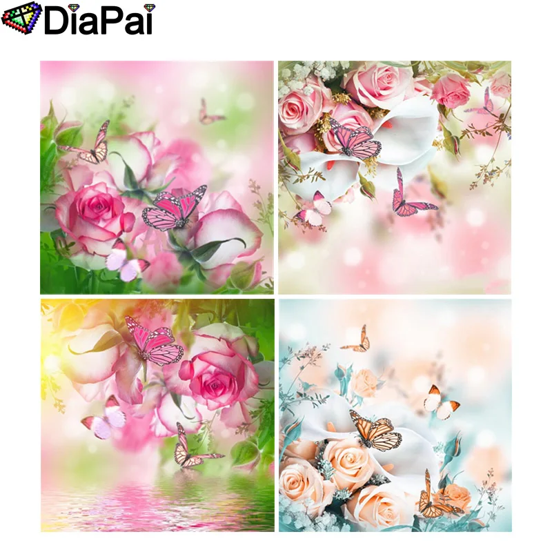 

DIAPAI Diamond Painting 5D DIY Full Square/Round Drill "Flower butterfly" 3D Embroidery Cross Stitch 5D Decor Gift