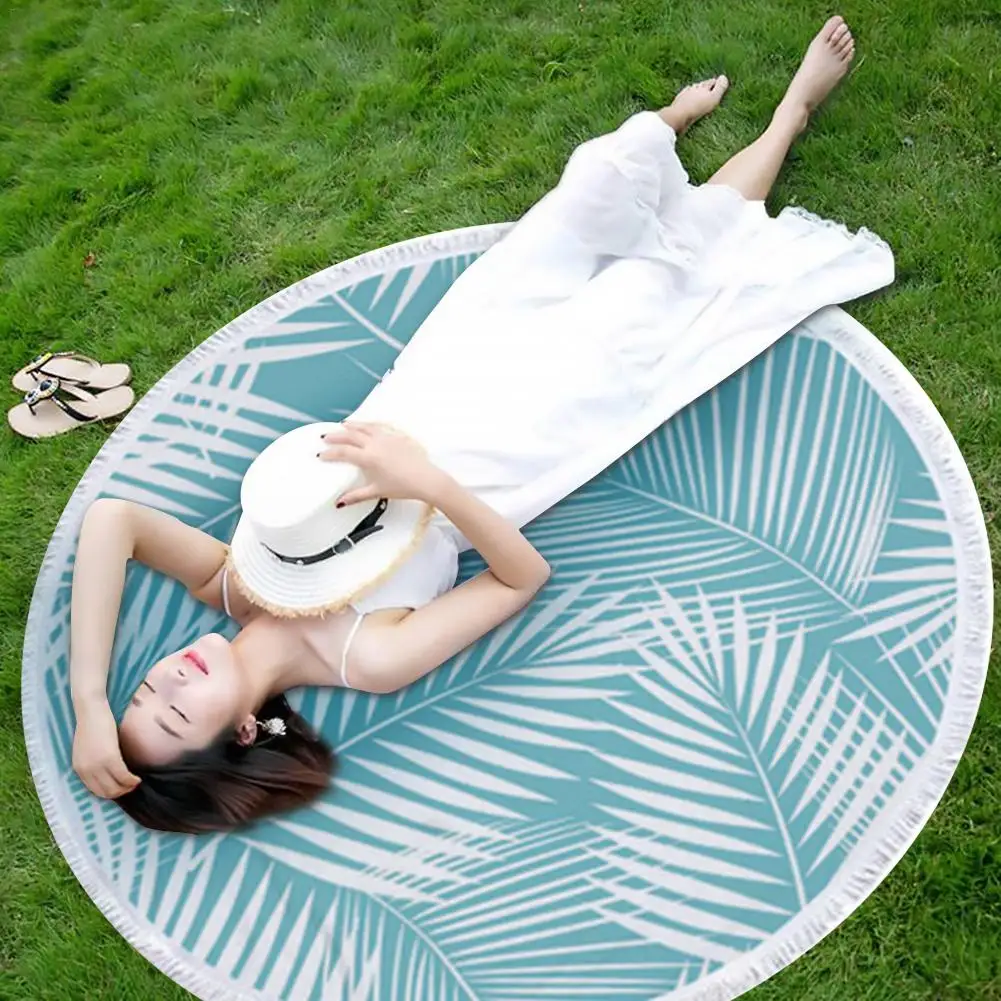 

Microfiber Printing Style Tassel Towels Large Round Beach Towels Blanket Ultra Soft Picnic Carpet Mat For Summer Bath Towel