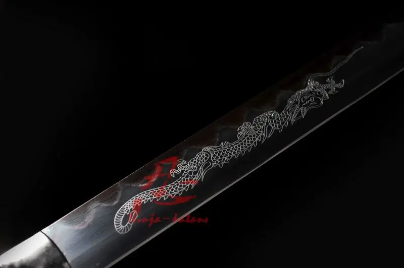 Битва готовая глина из закаленной стали черное лезвие Дракон тема ниндзя катана