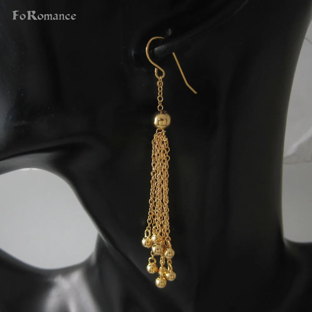 Foromance/желтое золото GP болтающийся мяч шарики 6 мм бусины в форме 2 95 дюйма длинные