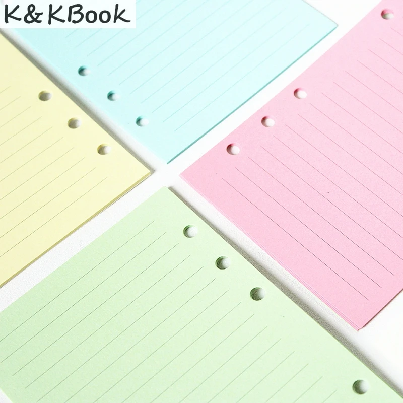 

K&KBOOK Candy Rainbow Color Binder Inner Paper For The Core Of Spiral Notebook A5 A6 material escolar papelaria school supplies
