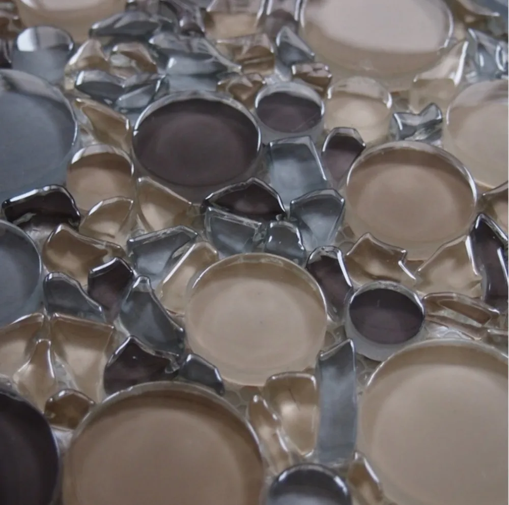 Маленькая и большая круглая стеклянная мозаичная плитка для кухни ванной душа