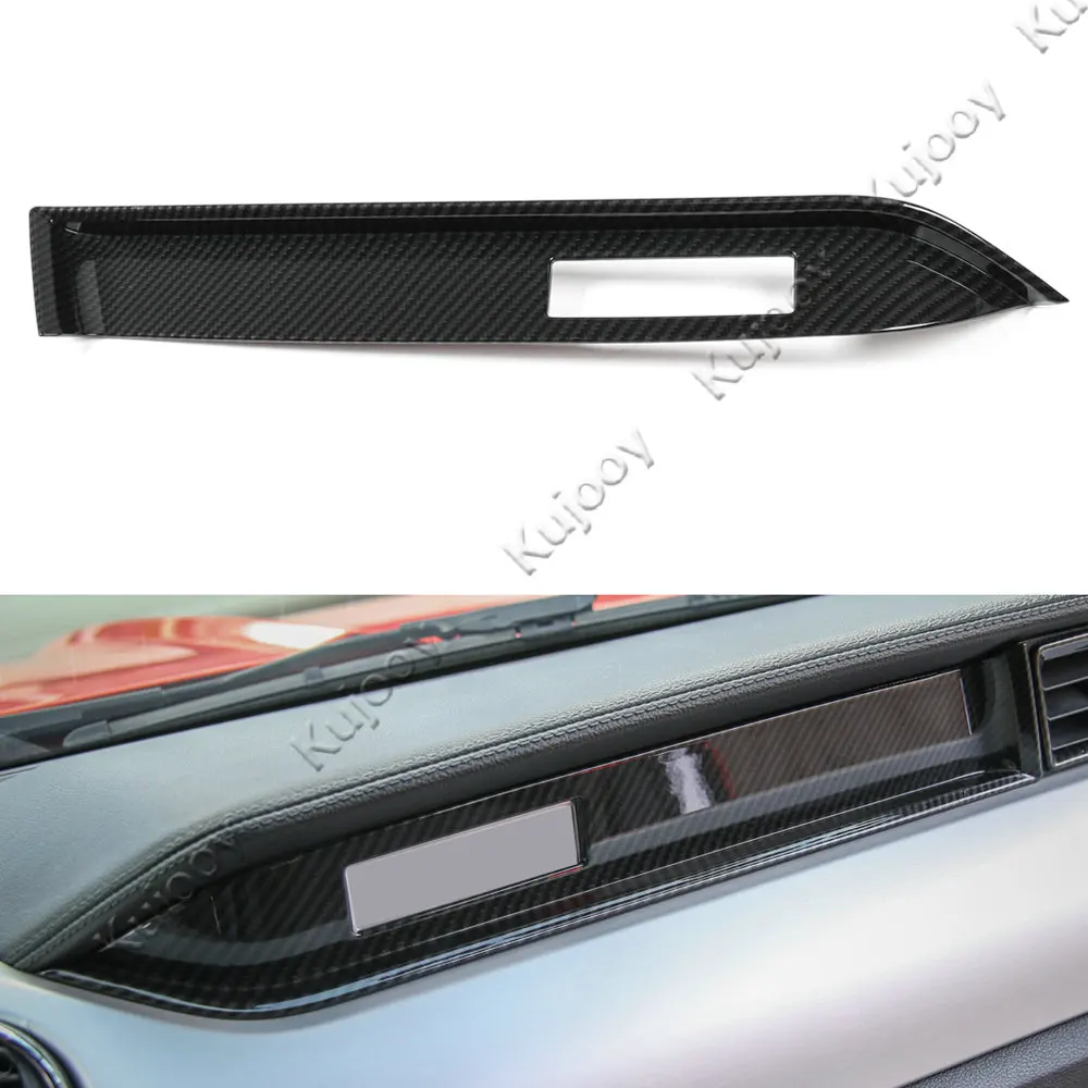 

1PCS Carbon Fiber Grain ABS Car Dashboard Copilot Cover Trim Sticker Decor Frame For Ford Mustang 2015-2017