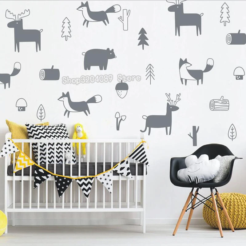 32 шт./компл. скандинавский Стиль различных Животные растительными мотивами милые