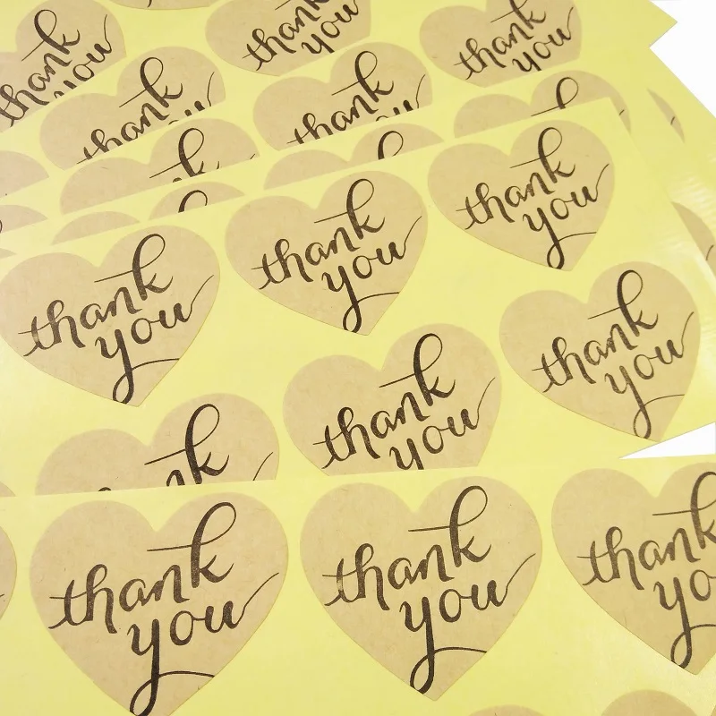 100 шт./лот винтажная серия Thank you наклейка из крафт бумаги romatic Heart design для изделий