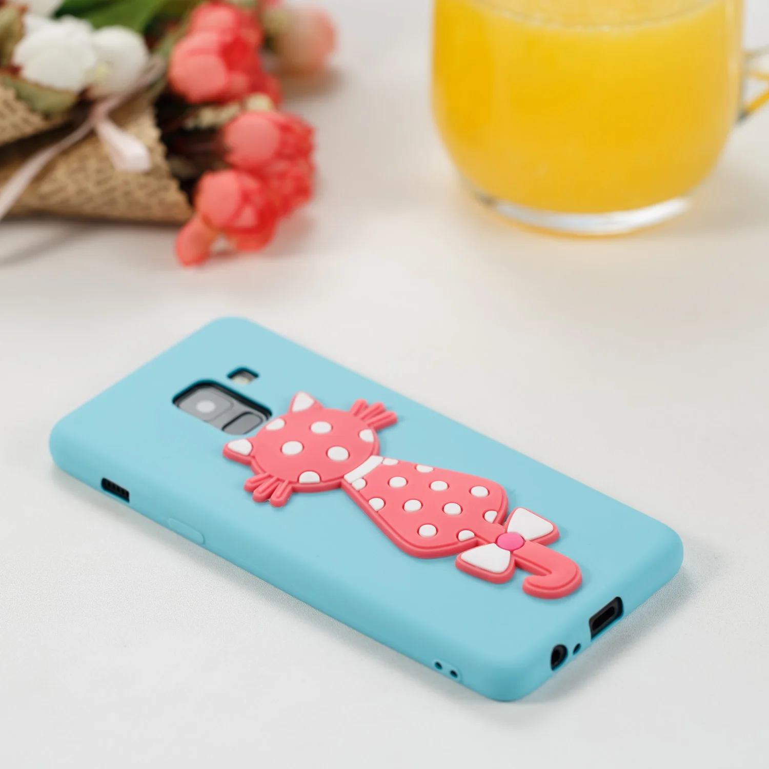 Мягкий силиконовый чехол из ТПУ с мультяшным 3D кошкой для телефона Samsung Galaxy A8 A 8 2018
