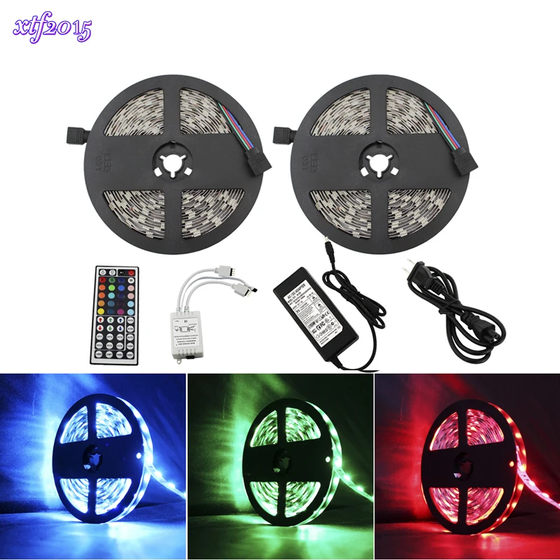xtf2015 LED RGB Strip Light 5050 Chip DC12V 60LEDs/m Flexible Waterproof IR Remote Control Lights 5m/lot | Лампы и освещение