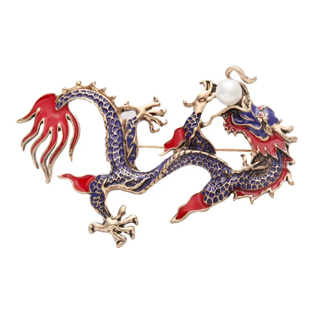 Мужская брошь в виде дракона разноцветная с белым жемчугом|pins for men|brooch pin menbrooch pins |