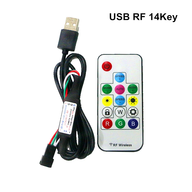 DC5V USB беспроводной РЧ пульт дистанционного управления для 5 В WS2812B SK6812 пикселей
