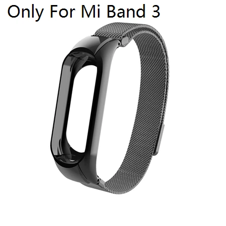 Black Mi Band 3 4 металлический ремешок для Xiaomi mi Band 4 mi Band 3 mi lanese магнитный браслет для mi Band 4 Замена - Цвет: Black