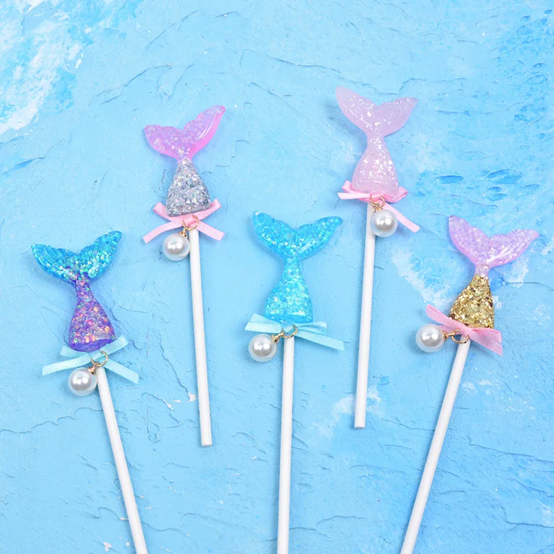 Русалка рыбий хвост Блестящий торт topper baby shower Topper deco украшение для выпечки с днем