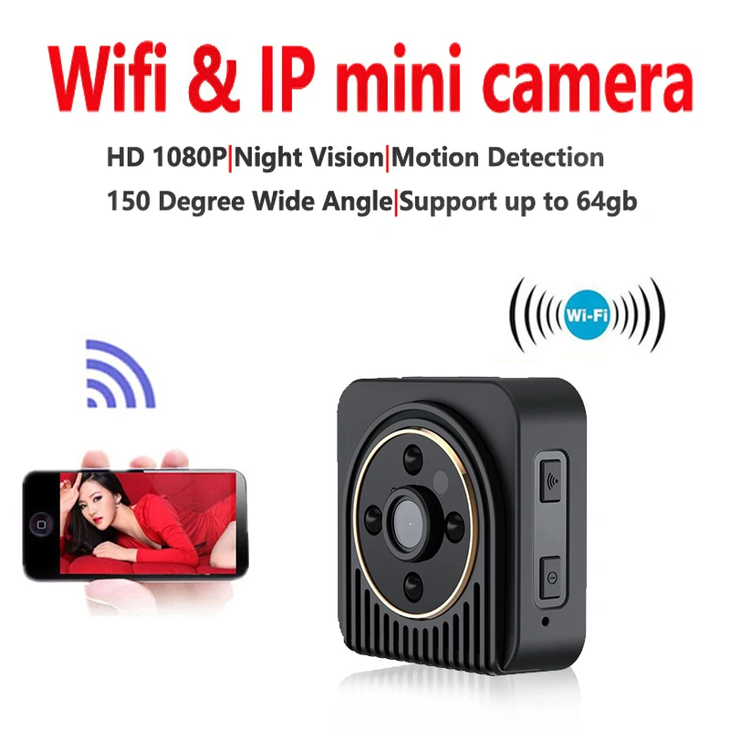 Wifi IP мини камера беспроводная HD 1080P инфракрасная микро видеокамера ИК Ночное