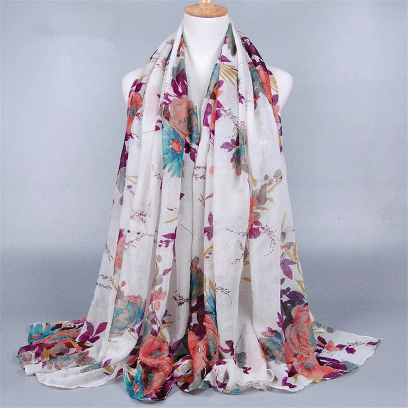 Новые печатные цветочные шали вискоза теплая повязка на голову кашне