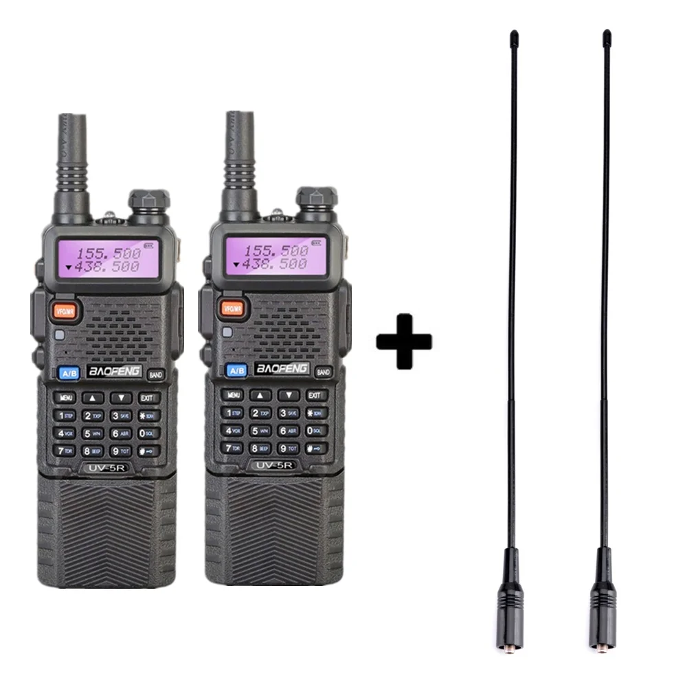 2 шт Baofeng UV-5R 3800 мАч дальняя рация 10 км Двухдиапазонная UHF& VHF UV5R Ham Hf трансивер портативная UV 5R радиостанция - Цвет: Add 2 long antennas
