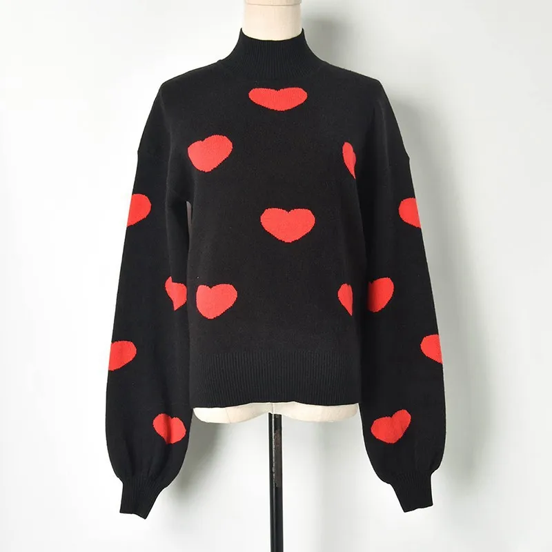 Короткий женский свитер с высоким воротом новинка 2019 модный рукавом-фонариком и