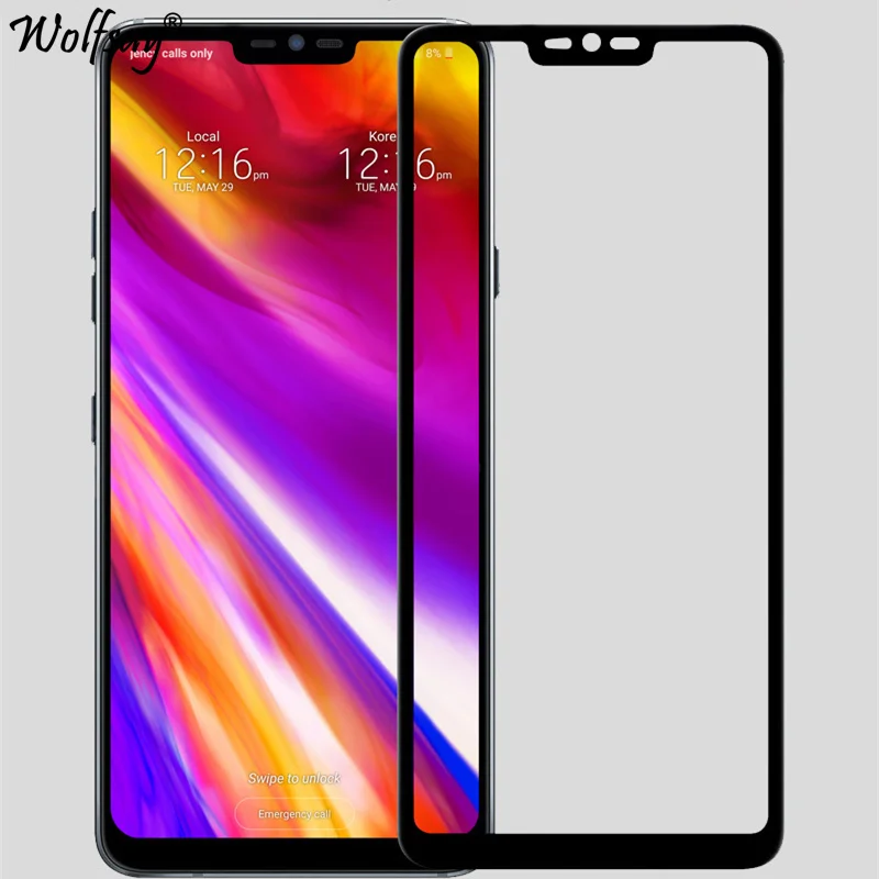 Wolfsay для закаленного стекла LG G7 защитная пленка 9H thinq полное покрытие стекло G710EM