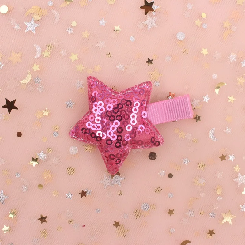 2019 new five-pointed star color sequins girls hairpins long 58mm 5 colors clip Hair Accessories for kids barrettes pink 1pcs | Детская