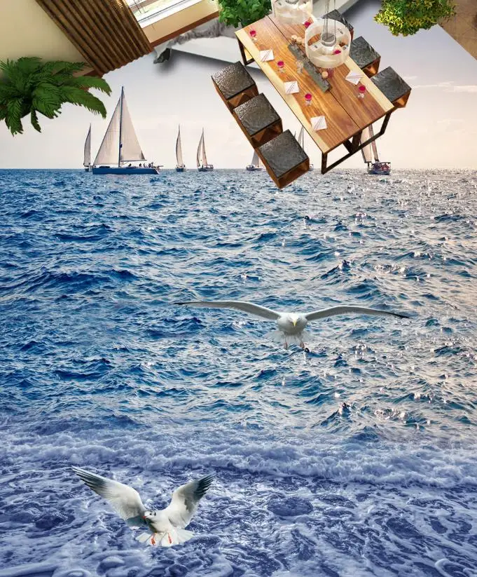 Самоклеящиеся 3D-обои HD sea морская роспись 3D стереоскопические напольные фрески