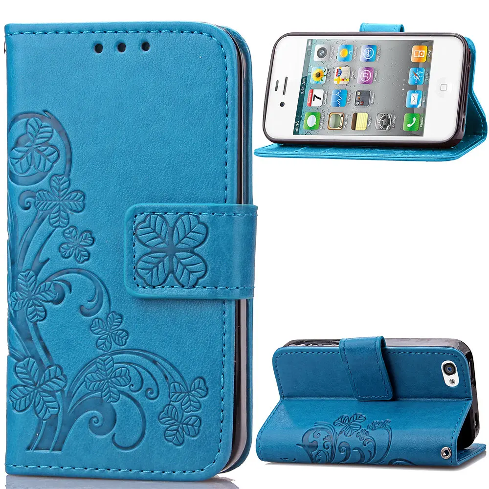 Кожаный чехол подставка с тиснением для iPhone 4|case for iphone|case iphone 4leather case |
