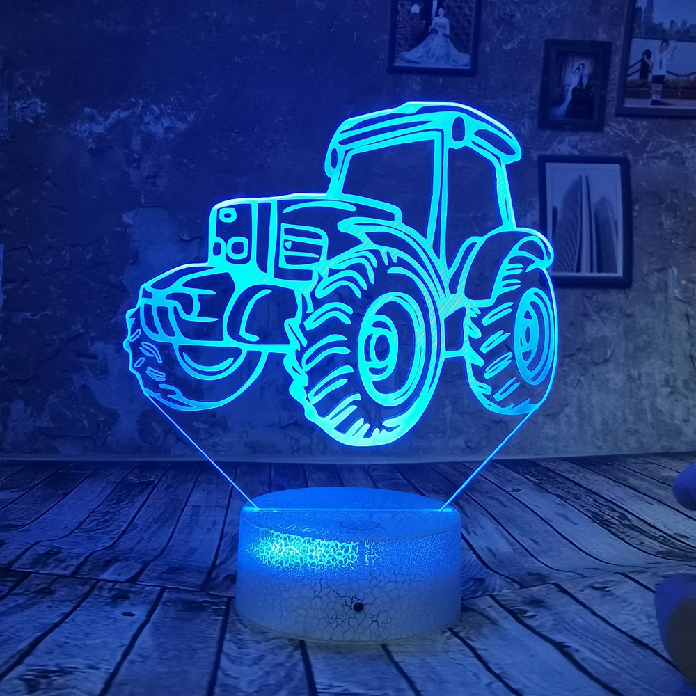 Drop Shipping Cute Cartoon Car 7 Colors RGB LED 3D Night Light Change USB Xmas Birthday Gifts Table Desk Lamp For Baby Kids | Лампы и