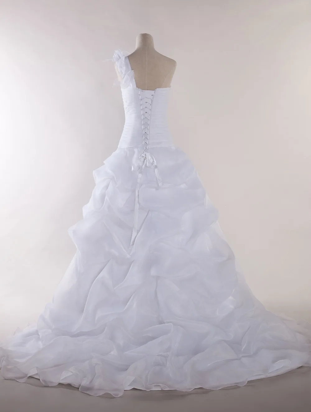 8 Hot Sale Sexy Wedding Dress Bride Party Gowns Ball Gown One Shoulder Flowers Sleeveless Organza Vestidos De Novia | Свадьбы и