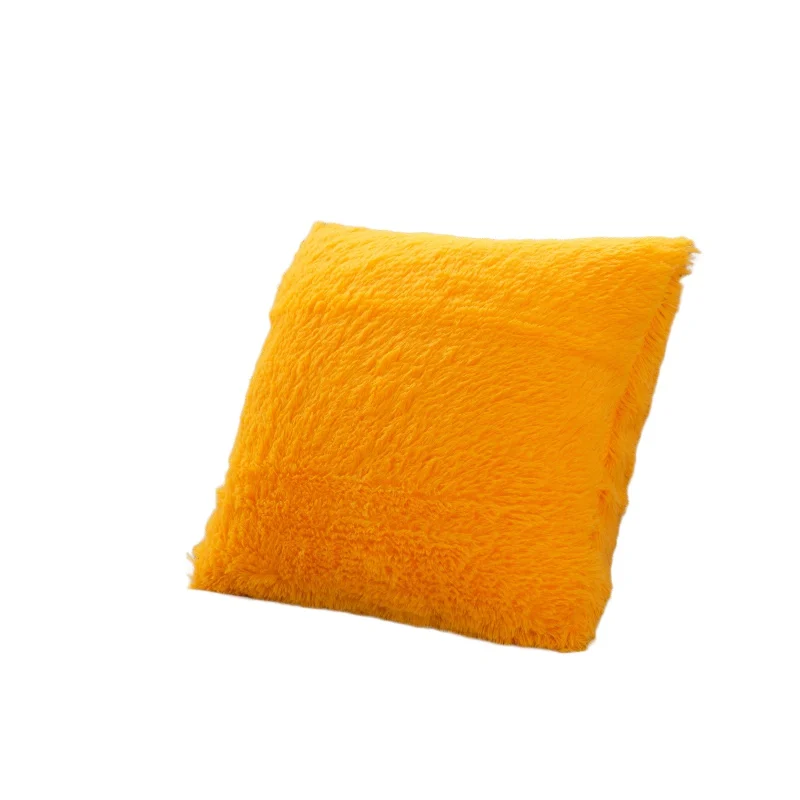 Soft Plush Bedroom Decorative Pillow Case Square Pillow Cover Plush solid color For Living Room TV Backdrop Decora Hot - Цвет: Yellow