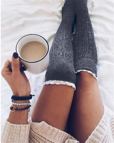 Сексуальные женские вязаные длинные носки для высоких ботинок выше колена