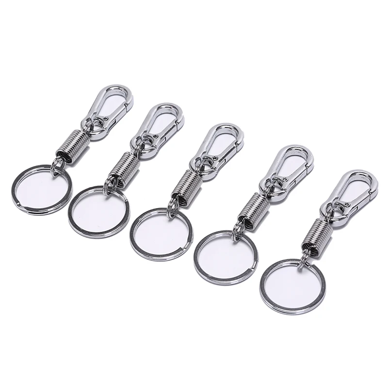

5pcs/lot Outdoor Camping Hiking Stainless Steel Retractable Buckle Hanging Carabiner Keychain Waist Belt Clip Anti-lost Keyring