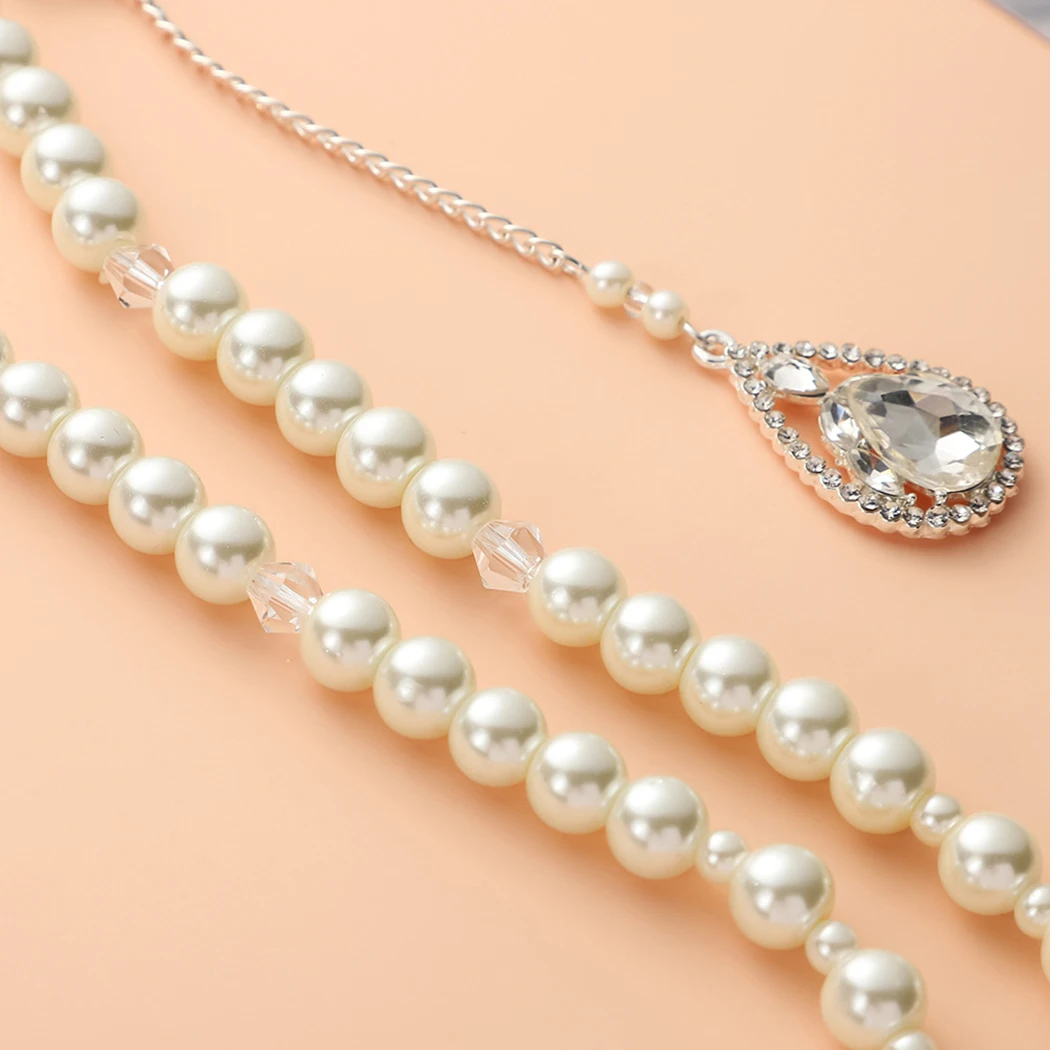 Фон ожерелья Имитация Жемчуга задняя цепочка Ювелирные изделия леди Colar для