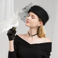 fascinators black wool pillbox wedding hats for church women elegant red ladies church hat winter felt fedoras