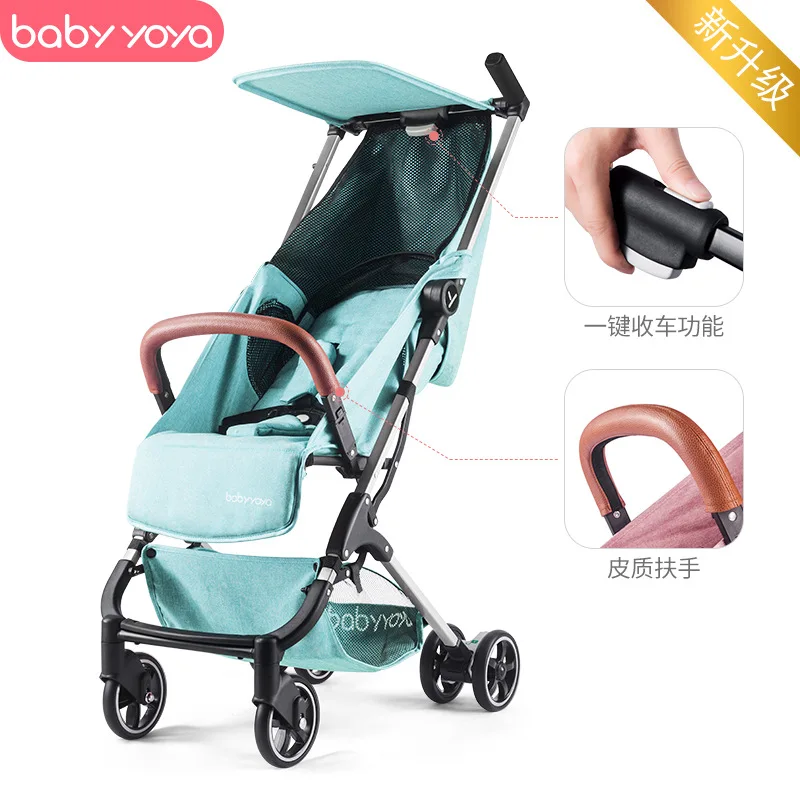 Silver frame blue Babyyoya, складная, 4,8 кг, ультра-светильник, детская коляска, алюминиевый материал, может сидеть и лежать, может быть на самолете, зонтик - Цвет: Silver frame blue