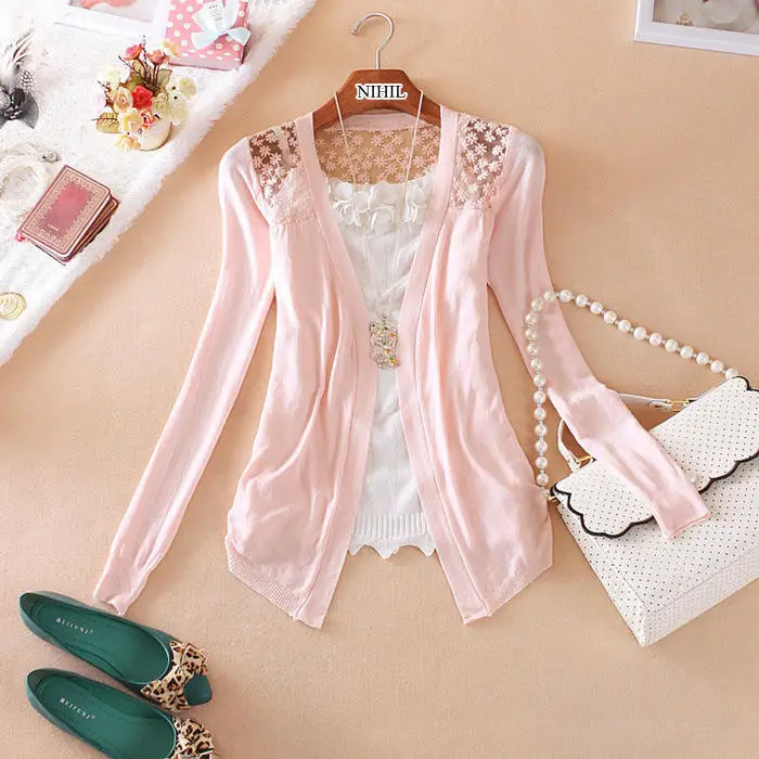 Кружево кардиганы для женщин трикотажные свитеры 2019 мода Desig плюс размеры