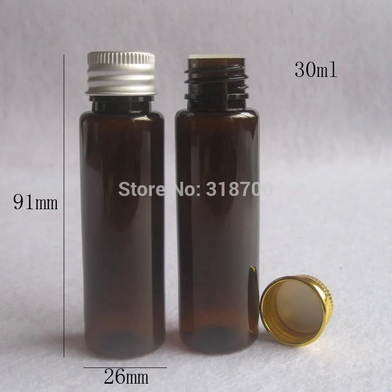 100 x 30ml Amber PET Bottle With Aluminum Cap , 1oz Amber Plastic Bottle,Container.30cc  Pet packaging