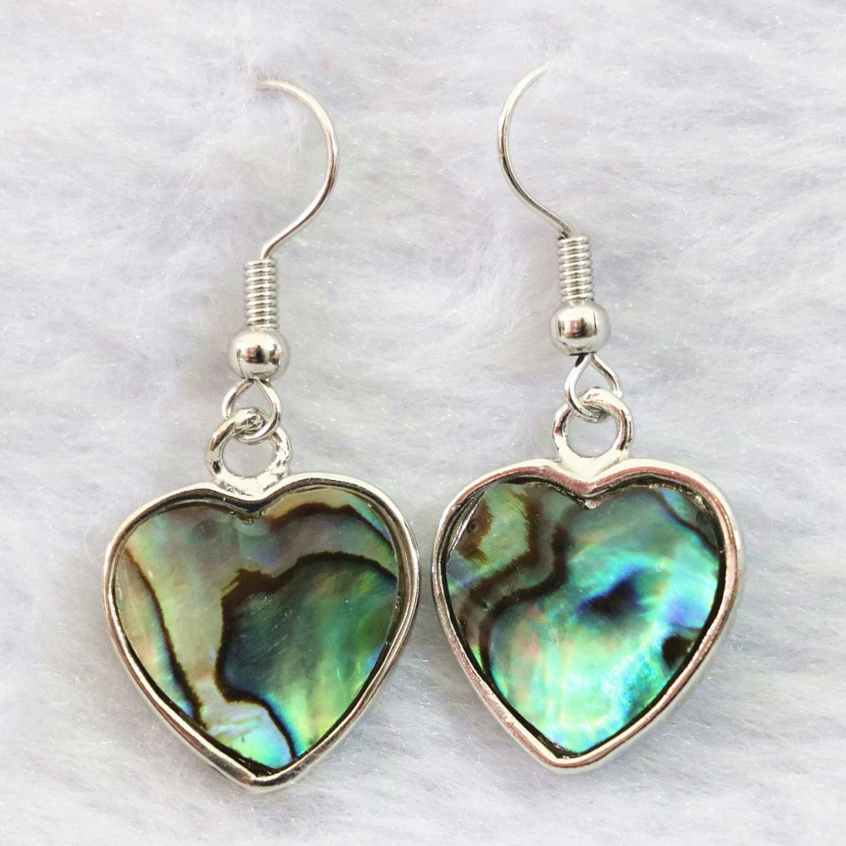 

Trendy heart natural abalone shell dangle earrings for women eardrop 16mm charms women party weddings girls gifts jewelry B1157