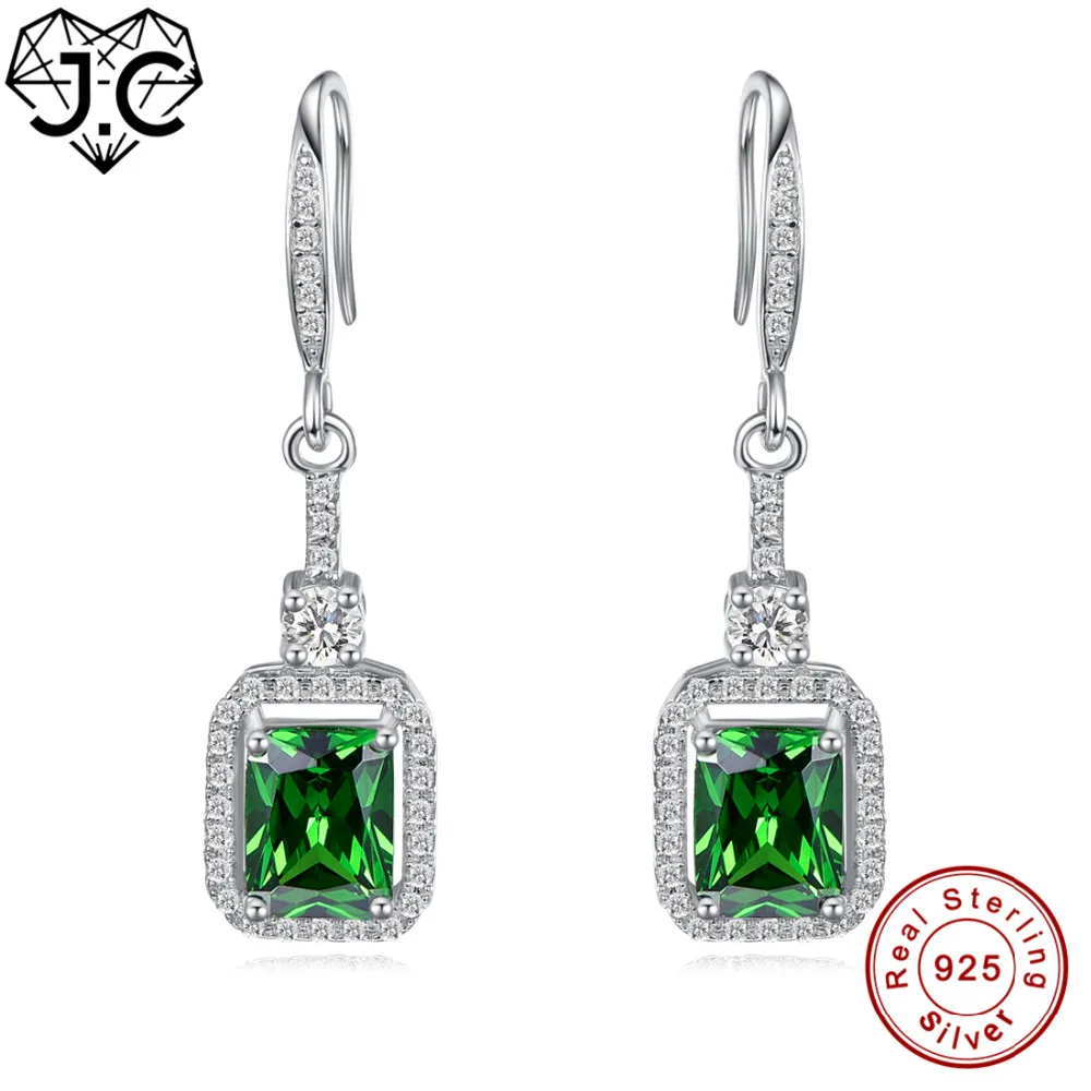 Женские серьги из серебра 925 пробы с изумрудом и белым топазом|fine jewelry|earrings forearrings