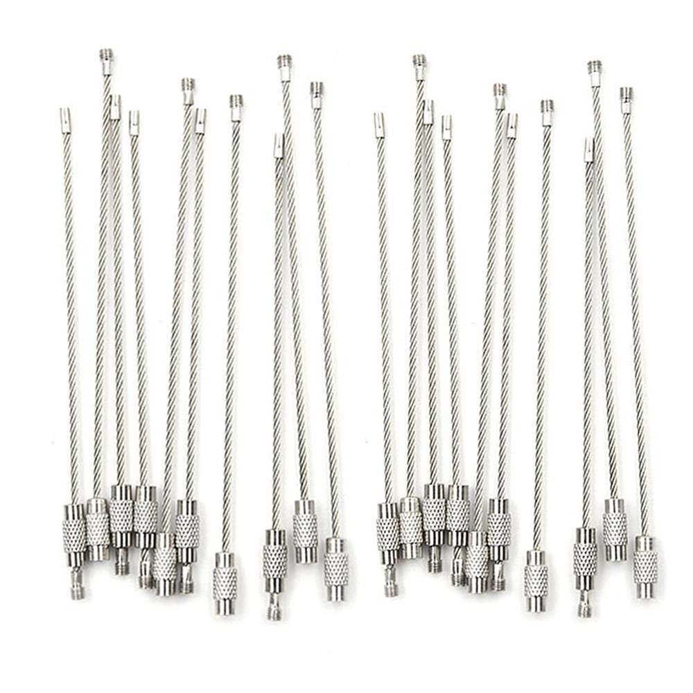 

10Pcs 1.5/2mm EDC Keychain Tag Rope Stainless Steel Wire Cable Loop Screw Lock Gadget Ring Key Keyring Circle Camp Hanging Tool