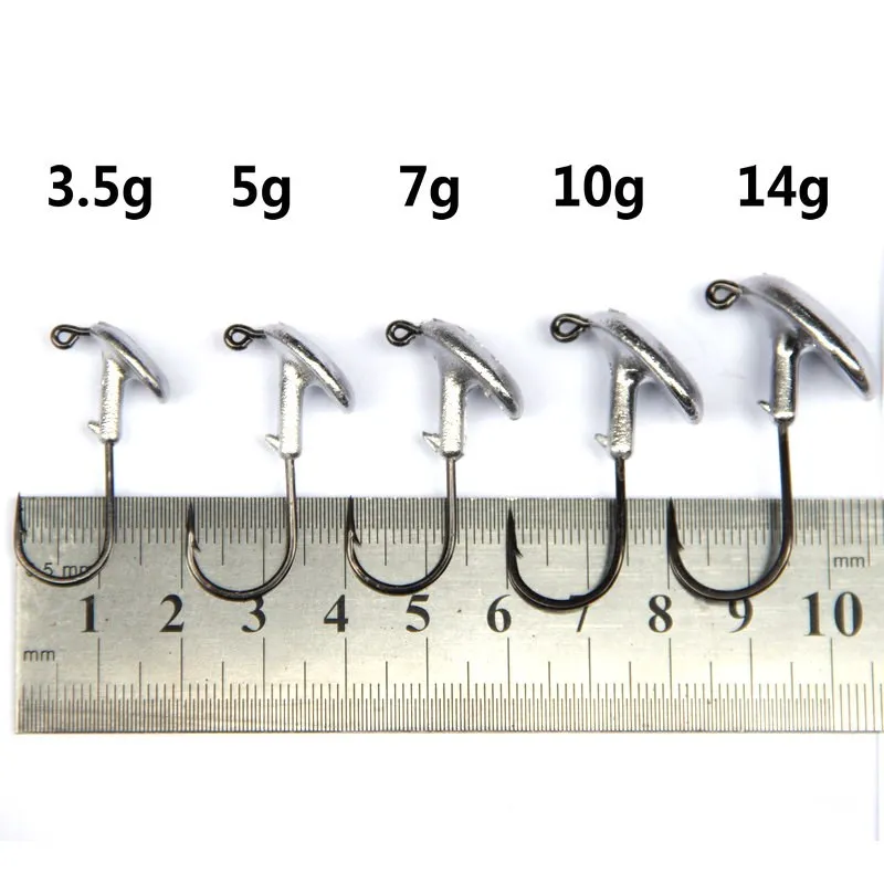 5pcs Tumbler Jump Jig Heads Fishing Hook 3.5g 5g 10g 14g Tumbler Anti-hanging Grass Lead Head Fishing Hooks for Soft Lure Tackle