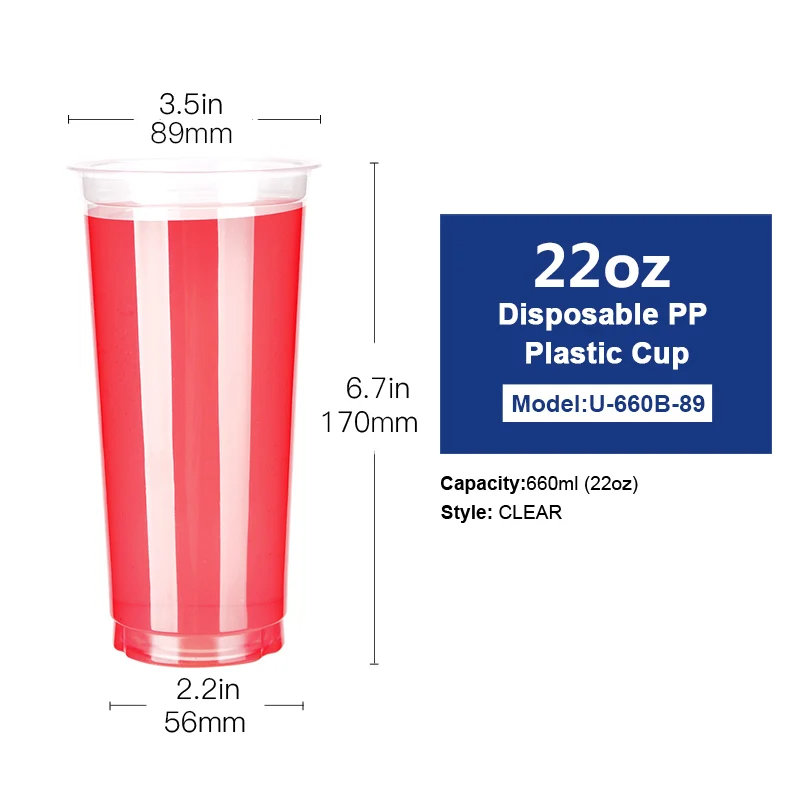 660ml(22oz)-B OTOR 20 шт 17 унций 22 унций прозрачная одноразовая пластиковая чайная чашка кофейные чашки с крышками для ледяного кофе пузыря Boba смузи - Цвет: 660ml(22oz)-B