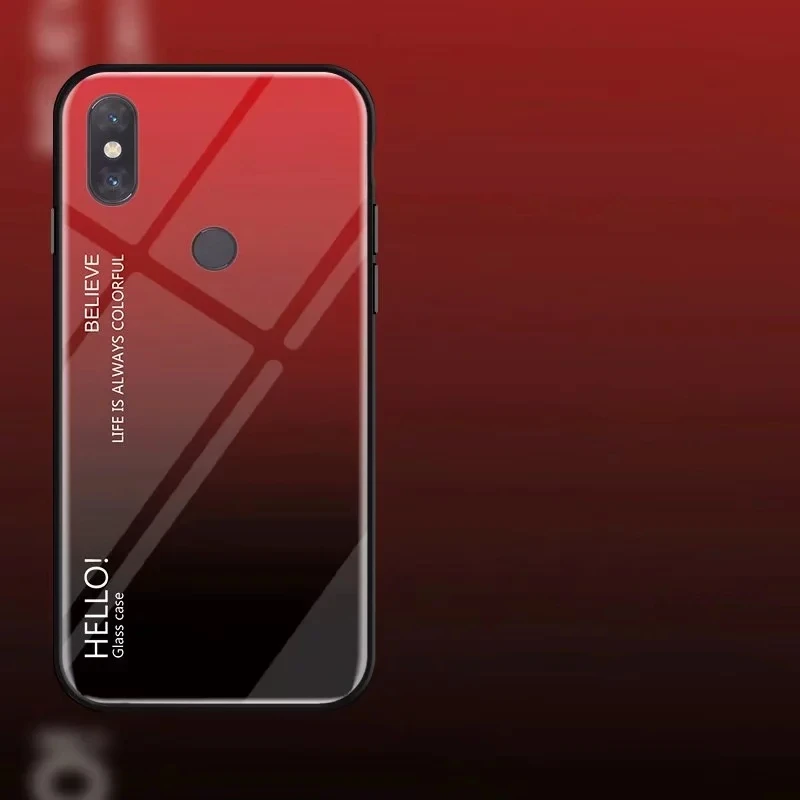 Модный градиентный чехол Aurora для Xiaomi 8 SE Lite Mix 2 2S 3 Max 2, цветная задняя крышка из закаленного стекла для Redmi S2 6A Note 7 6Pro