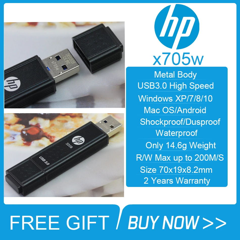 Оригинальный HP X705W USB 3 0 высокоскоростной металлический флеш накопитель 128 Гб 64 ГБ