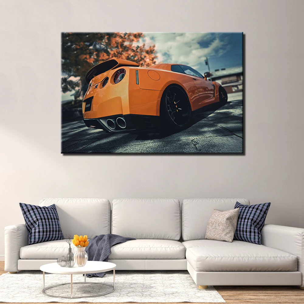 Nissan GTR рамка «сделай сам» автомобиля плакат и печатная графика Картина на холсте, украшение стены искусства фотографии для Гостиная A01