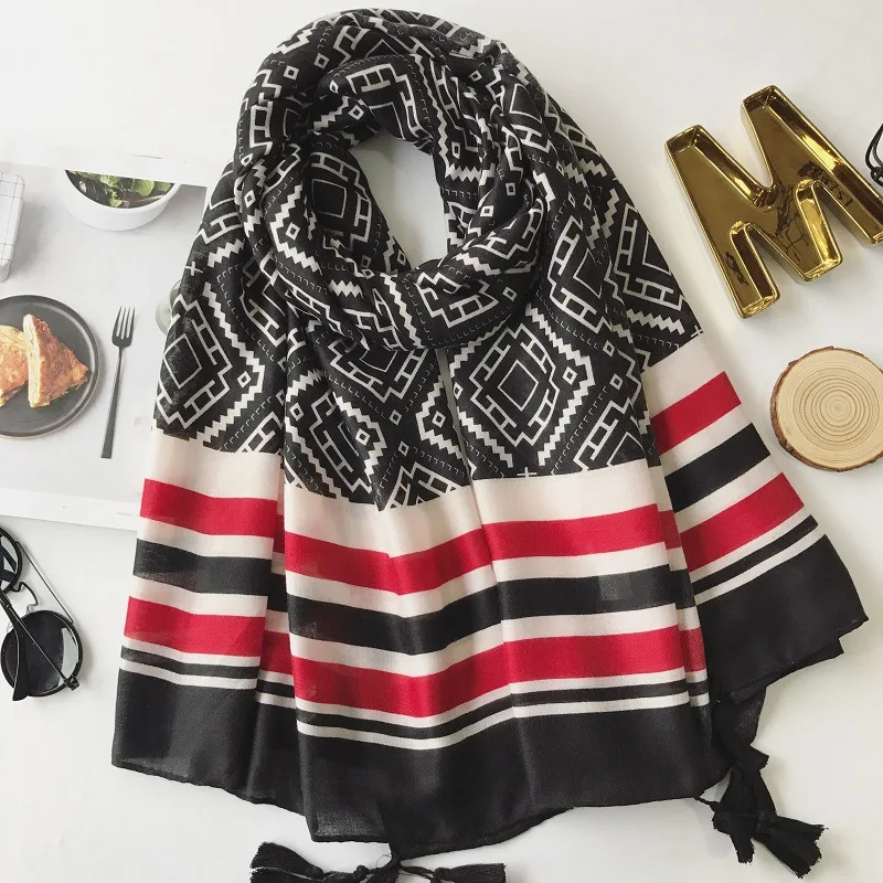 Для женщин Мода Геометрический плед шарф Высокое качество ацтеков бренд Вискоза