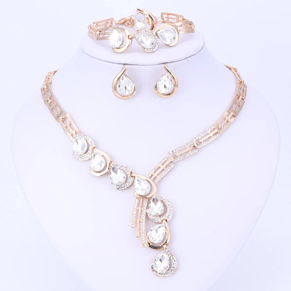 Новые африканские Ювелирные наборы золотой цвет белый/синий/красный кристалл