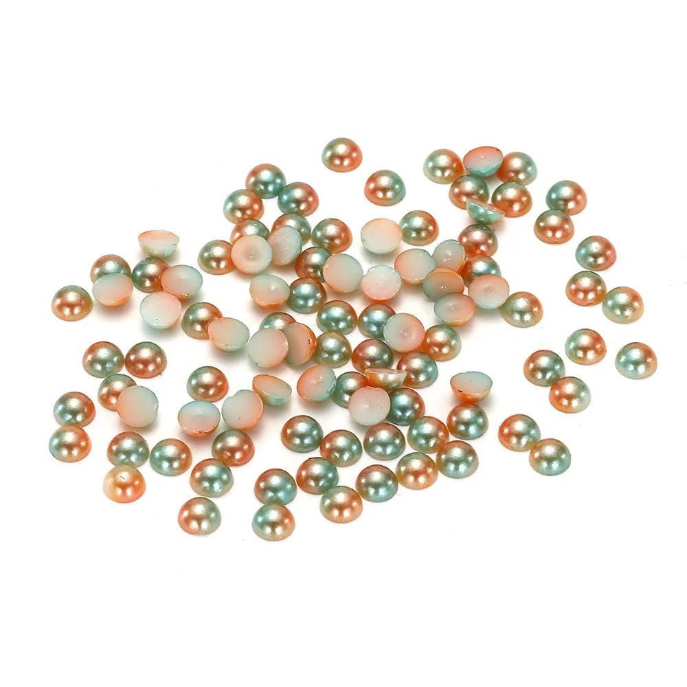 

3mm,4mm,5mm,6mm Olivine Rainbow Flat back ABS round Half Pearl beads, imitation plastic half pearl beads