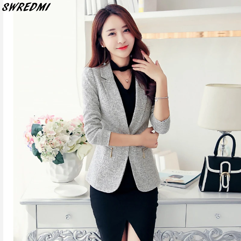 SWREDMI Office Lady Blazer Spring Plaid Suit Jacket Business Blazers Women One Button Long Sleeve Jaqueta Feminina | Женская одежда