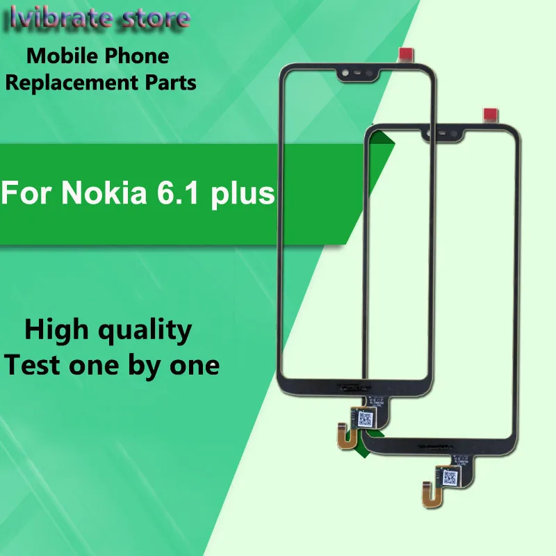 

ЖК-экран для Nokia 6,1 plus, сенсорный экран с дигитайзером, внешнее стекло, объектив для Nokia 6,1 plus, сенсорная панель с гибким кабелем