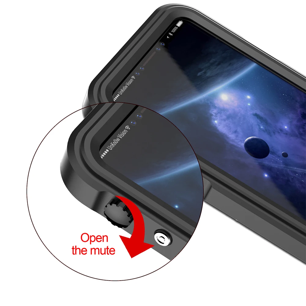 Чехол Ascromy для iPhone X ударопрочный IP68 водонепроницаемый металлический бампер