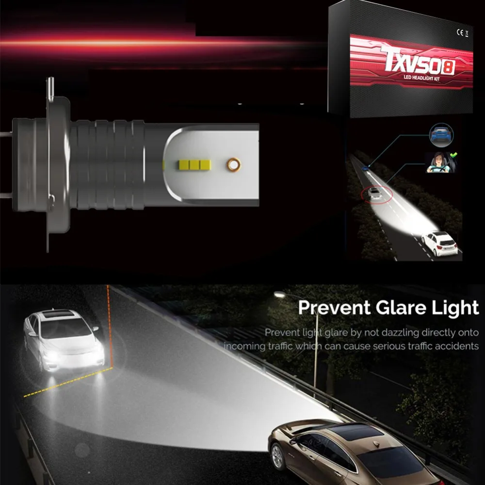 

New 2Pcs H7 110W 6000k LED Car Headlight Conversion Globes Canbus Bulbs Super Bright Low Consumption Beam Kit 30000LM#289910